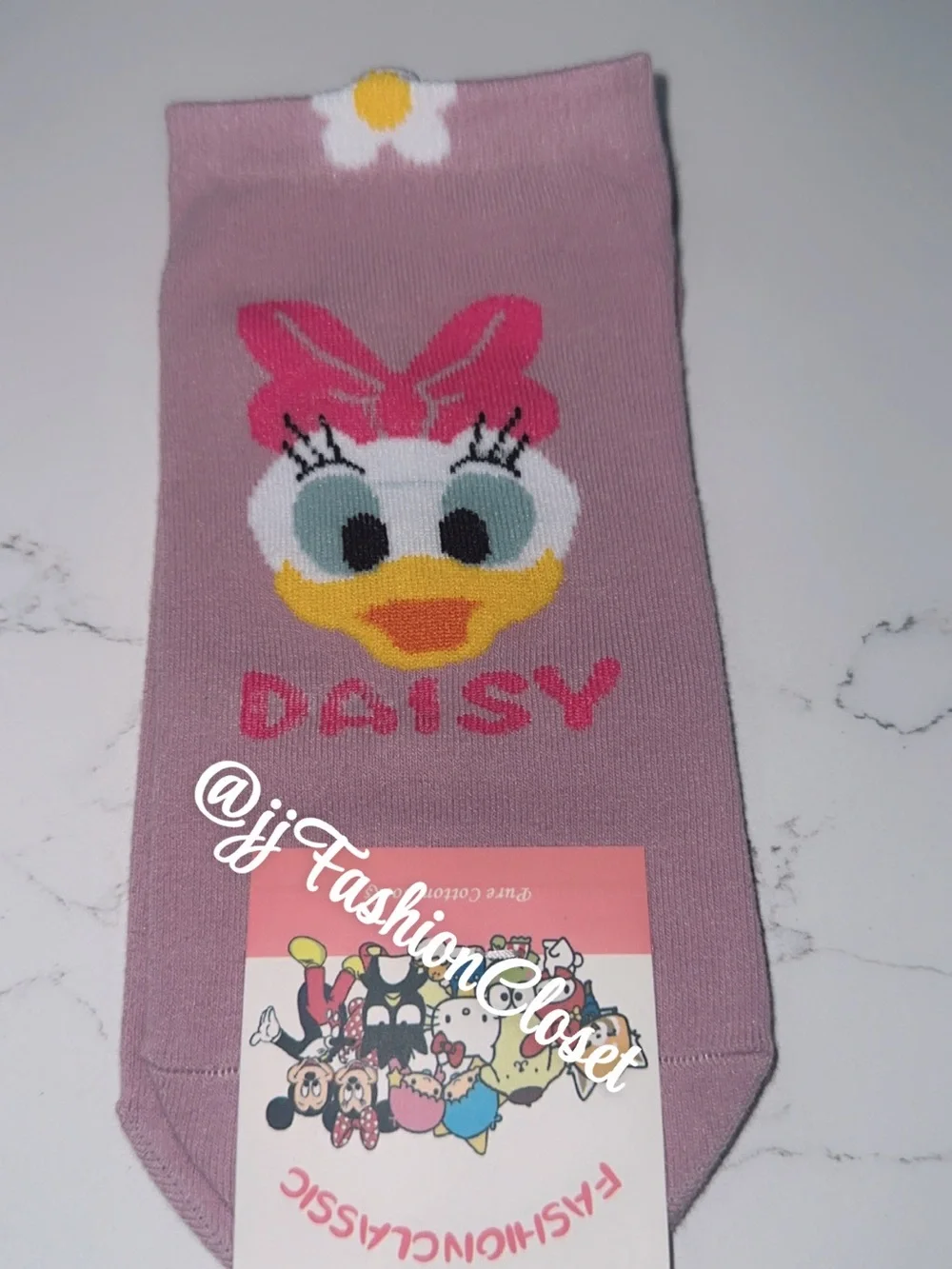 Kids Character Crew Socks - Pink, Light Blue, White, Lilac